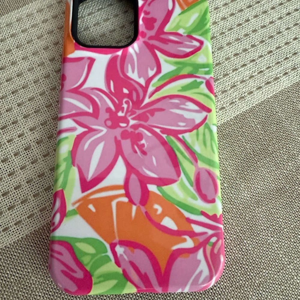 Floral Pattern iPhone 12 Pro Case - Pink, Green, Orange